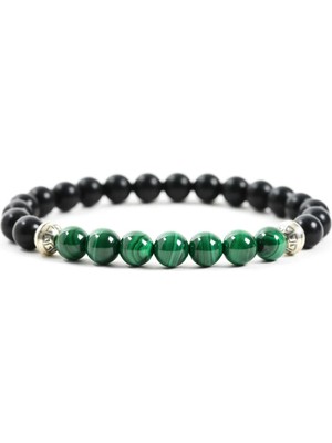 Padore Accessory Harika Tasarım  Oniks ve Malakit Detaylı Doğal Taş Bileklik