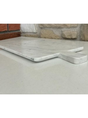 Beyaz Bulutlu Mermer Et/sebze/ekmek Doğrama Taşı Yeni Saplı