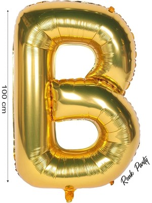Folyo Balon B Harfi Helyum Balon 100 cm Gold Renk - B Harf Balon - Harf Folyo Balon - 40 Inch