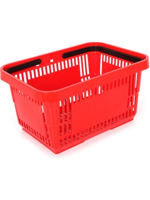 Rafburada 5 Adet 22 Lt Plastik Alışveriş Sepeti - Market El Sepeti Kırmızı