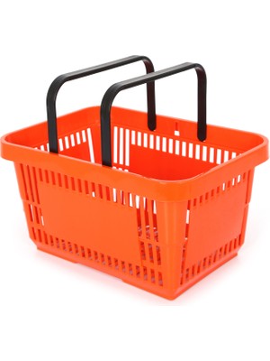 Rafburada 5 Adet 22 Lt Plastik Alışveriş Sepeti - Market El Sepeti Turuncu
