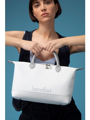 Benetton Kadın Kol Çantası BNT1612 Beyaz A.gri A.gri