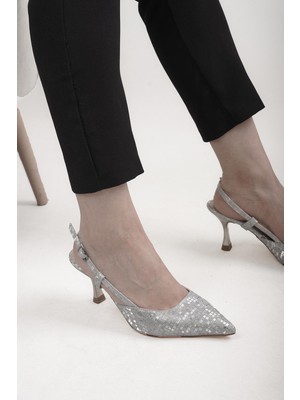 Renate Ithal Malzeme Arka Açık Abiye Ayakkabı Gümüş