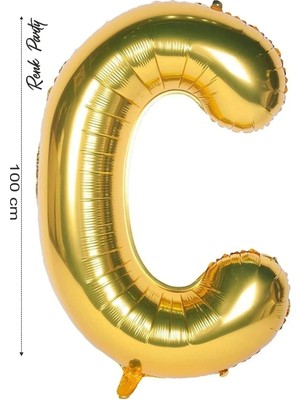 Folyo Balon C Harfi Helyum Balon 100 cm Gold Renk - C Harf Balon - Harf Folyo Balon - 40 Inch