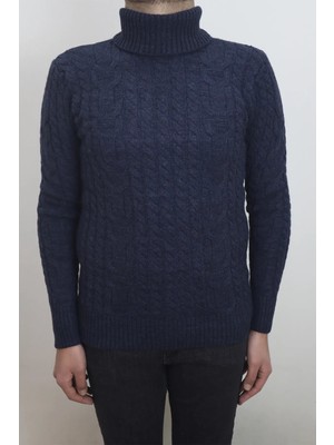 Santa Fistan Store Erkek Desenli Spor Kesim Dar Kalıp Tam Balıkçı Yaka Kışlık Yünlü Kazak