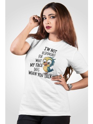 Qoeuyl Boutique I'm Not Responsıble For What Baskılı Unisex Regular Fit Pamuklu Beyaz Tişört