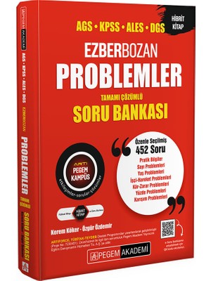 Pegem Akademi Yayıncılık Ezberbozan KPSS ALES DGS Problemler Tamamı Çözümlü Soru Bankası