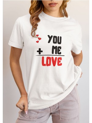 Qoeuyl Boutique You And Me Love Aşkın Matematiği Baskılı Sevgililer Günü Hediyelik Romantik Pamuklu T Shirt