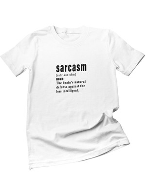 Qoeuyl Boutique Sarcasm Baskılı Eğlenceli Hediyelik Beyaz Unisex T-Shirt