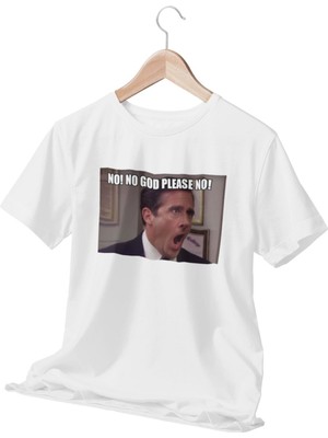 Qoeuyl Boutique No No Got Please No! The Office Baskılı Eğlenceli Hediyelik Beyaz Unisex T-Shirt