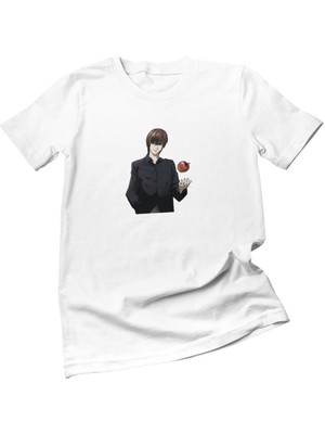 Death Note Anime Manga Baskılı Doğum Günü Hediyelik Eğlenceli Beyaz Unisex T-Shirt