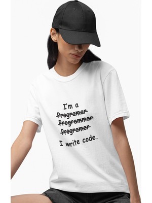 Qoeuyl Boutique Yazılımcı Mühendis Eğlenceli Hediyelik Beyaz Unisex T-Shirt