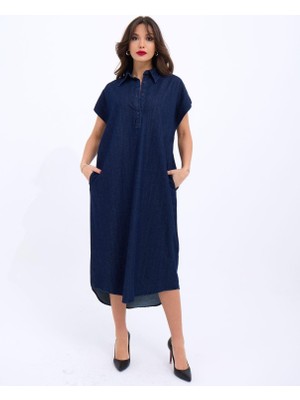 Munn Collection 7348 Kot Elbise-Mavi