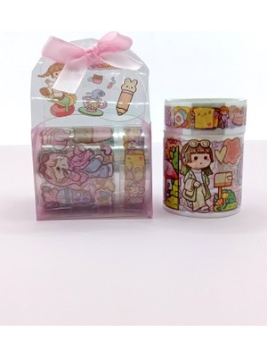 Fiyonk Çantalı Süslü Kız Şeffaf Desenli Bant - Pudra