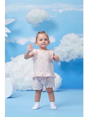 Çiçek Desenli Kız Çocuk Bebek 2'li Set
