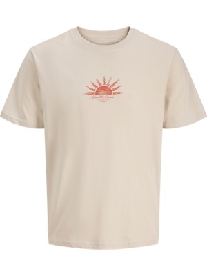 Jack & Jones Erkek Bisiklet Yaka Baskili Tisört - Califa