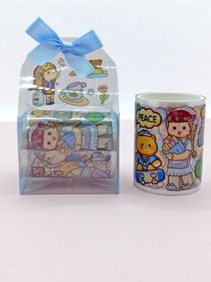 Fiyonk Çantalı Süslü Kız Şeffaf Desenli Bant - Mavi