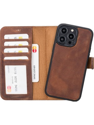 Sarac Store Apple iPhone Gerçek Deri Telefon Cüzdanlı Kılıfı