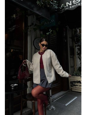 Munn Collection Kaşe Fermuarlı Bluz - Taş