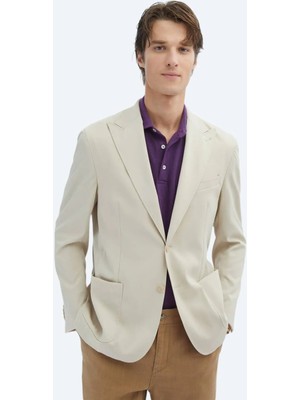 Kip Bej Desenli Modern Fit Ceket