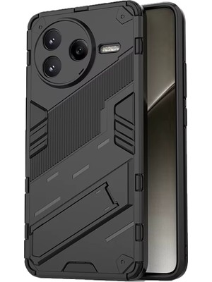 Microcase Xiaomi Poco F7 Pro/ K80 Matrix Serisi Armor Standlı Perfect Koruma Kılıf - Siyah AL3416