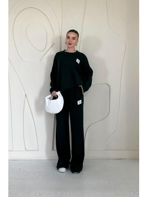 Munnn CollectionZümrüt Klasik Fitilli Kazak ve Pantolon Takım