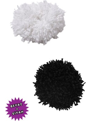 Loggia Siyah ve Beyaz Arap Saçı Topuz Tokası 2li Dolgun Lastikli Kadın Aksesuarı