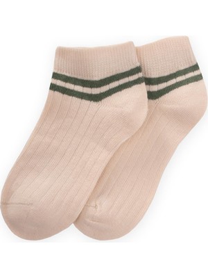 Zemin Ham Bilekleri Çizgili Çocuk Patik 5-12 Yaş Haki Yeşil