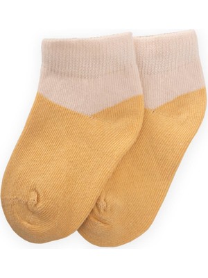 Iki Renkli Bebe Patik Çorabı 0-4 Yaş Hardal Sarı