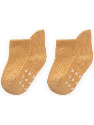 Abs Baskılı Bebe Patik Çorabı 0-4 Yaş Hardal Sarı