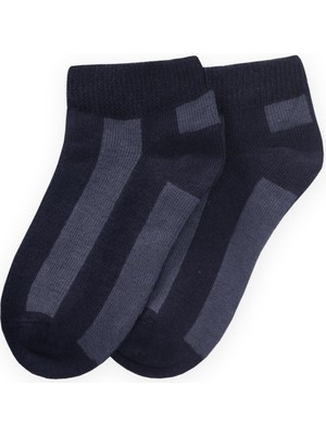 Kalın Çizgili Çocuk Patik Çorabı 5-12 Yaş Lacivert-Indigo