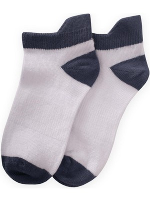 Burnu Topuğu Rekli Çocuk Patik Çorap 5-12 Yaş Indigo Mavi