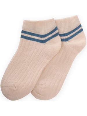 Zemin Ham  Bilekleri Çizgili Çocuk Patik 5-12 Yaş Indigo Mavi