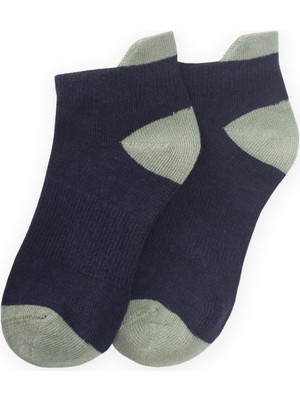 Zemini ve Burnu Toprak Rekli Çocuk Patik Çorap 5-12- Lacivert-Çağla