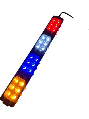 Polis Çakar IP65 2835SMD Kırmızı Mavi Sarı Beyaz Flaş Strobe Işıklar Aydınlatma oto araba motor 200LM LED DC 12V 24W 24 Göz Led 4 renk 203x26MM