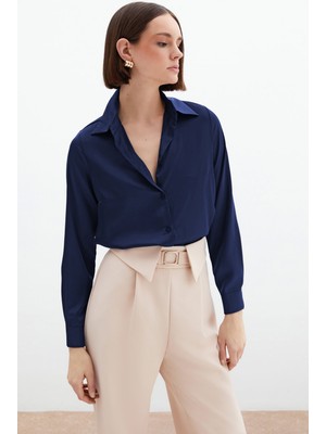 Saten Gömlek - Lacivert