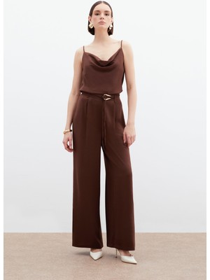 Kemerli Salaş Pantolon - Kahve
