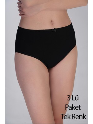 Kadın Yarım Bel Bikini Külot 3’lü Paket – Pamuklu Rahat Kesim Siyah 365002