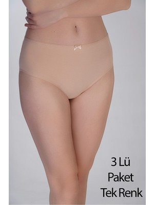 Kadın Yarım Bel Bikini Külot 3’lü Paket – Pamuklu Rahat Kesim Ten 365002