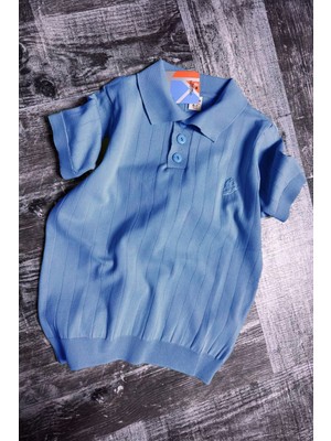 Miniğimin Cicileri Erkek Çocuk Triko Polo Yaka Tişört - Mavi
