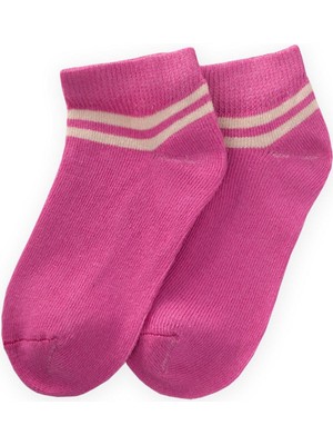 Ham Çizgili Çocuk Patik Çorabı 5-12 Yaş Fuşya