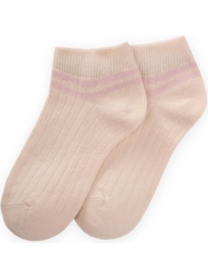 Zemin Ham Bilekleri Çizgili Çocuk Patik 5-12 Yaş Pudra