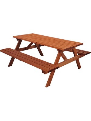 Ahşap Piknik Masası – Ormancı Masası (6 Kişilik) | Teak Rengi