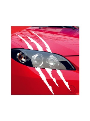 Canavar Pençe Izi Uzun Beyaz Oto Sticker 40*20 cm