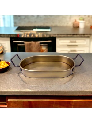 32CM Gold Kaplama Lüks Galvaniz Metal Boyalı Oval Tepsi Zarafet ve Dayanıklılığı Buluşturuyor