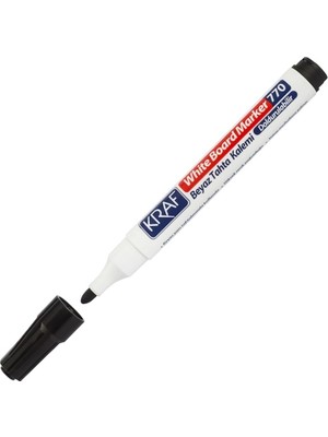Kraf 770 Beyaz Tahta Kalemi, Siyah, Doldurulabilir, Uzun Ömürlü