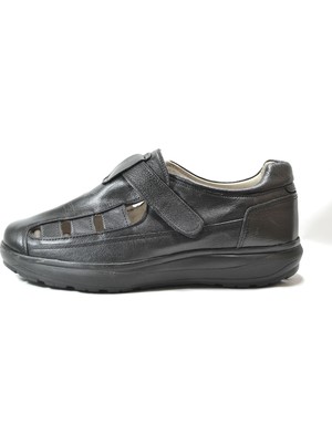 Dr. Comfort 7100 Siyah Hakiki Deri Cırtlı Ortopedik Erkek Şeker Ayakkabı