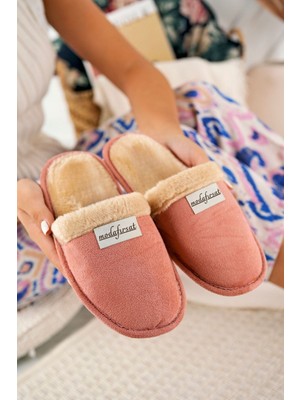 Içi Kürklü Ev Terliği Peluş Yıkanabilir Yünlü Kadın Terlik Misafir Çeyiz Bohça Gelin Terliği