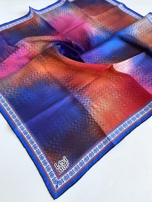 Levidor Tivil Ipek Eşarp 46869 Mavi  Karışık Desen