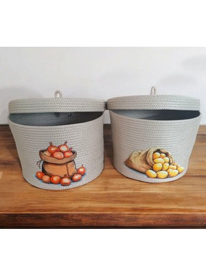 2li'patates Soğan Sepeti Dekoratif Sepet Organizer Sepet Jüt Sepet Soğan Sepeti Patates Sepeti